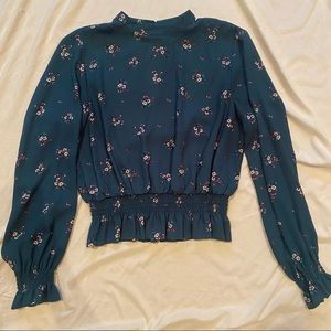 H&M Divided Emerald Green Blouse w Floral print